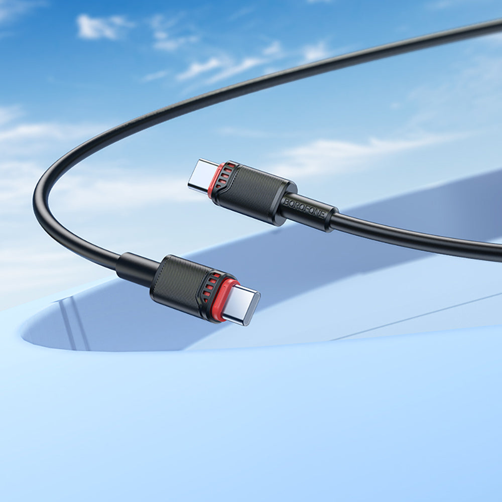 Cablu Borofone Beneficio Series (BX110), Premium Line, Type-C to Type-C, High-quality, Fast Charging, 60W, 1m, Negru