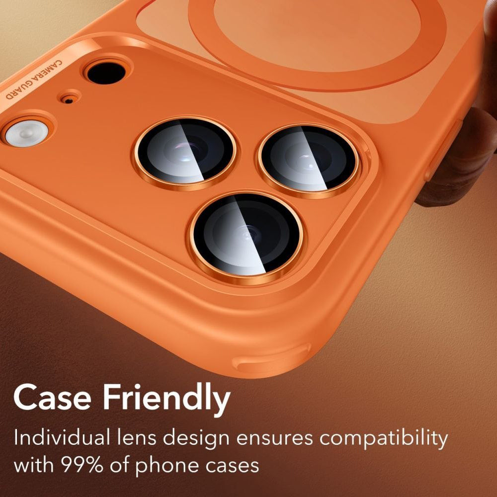 Folie de protectie ESR Armorite Camera Lens Protectors compatibil cu iPhone 14 Pro/Pro Max/15 Pro/Pro Max/16 Pro/Pro Max/17 Pro/Pro Max, Portocaliu