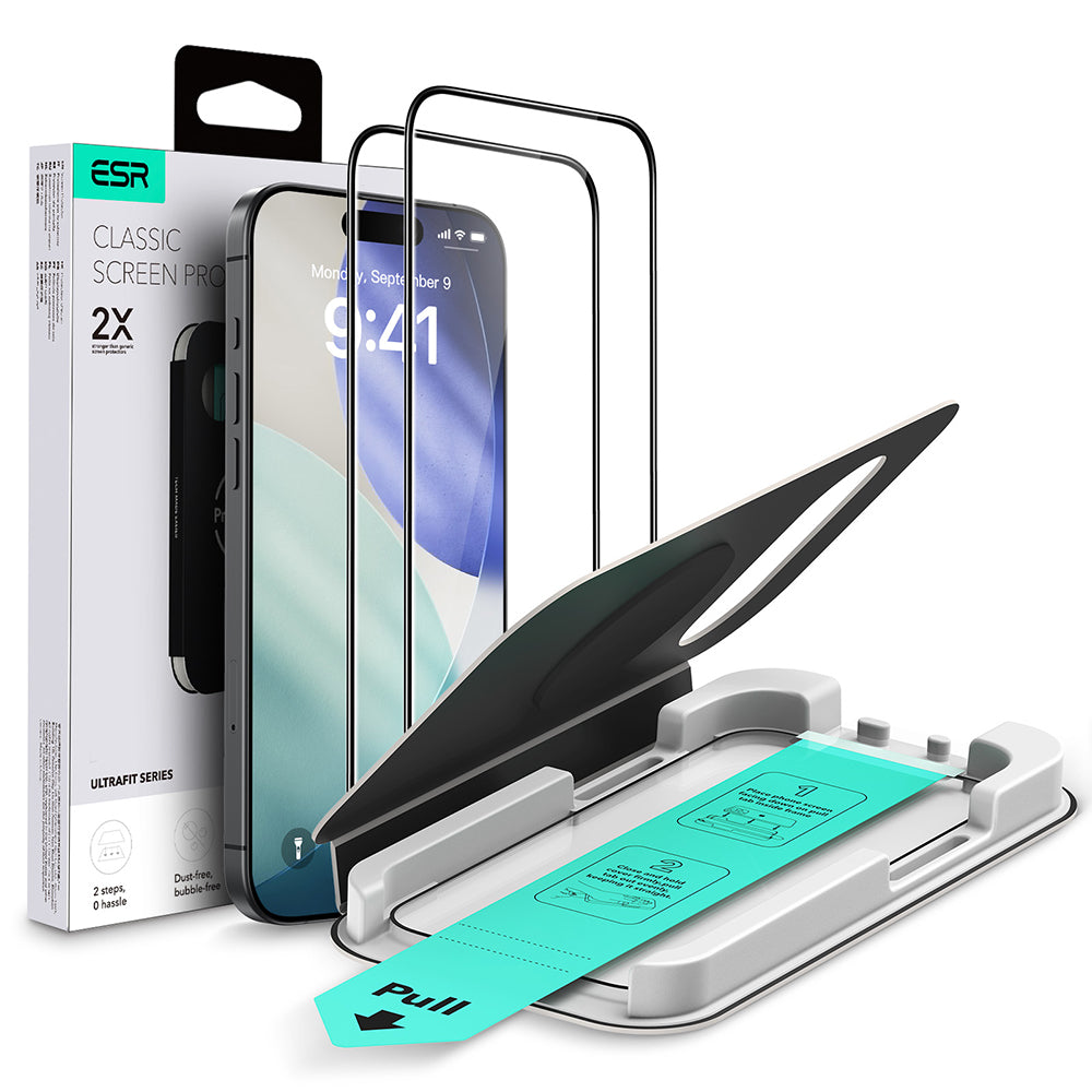 Folie de protectie ESR Tempered Glass UltraFit (set de 2) compatibil cu iPhone 17 Pro Max, Negru