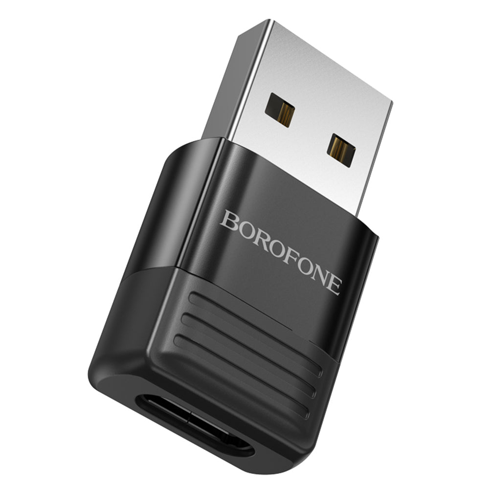 Adaptor Borofone Adapter (BV18), USB2.0 Male to Type-C Female, Data Transmission, OTG Function, Fast Charge up to 3A, Negru