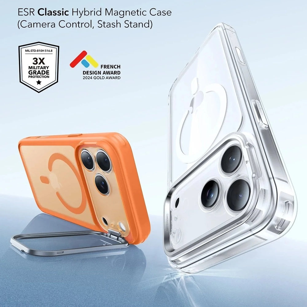 Husa de protectie ESR Classic Hybrid HaloLock Kickstand compatibil cu iPhone 17 Pro, Frosted Orange