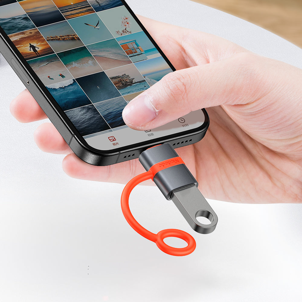 Adaptor Mcdodo Adapter (OT-3810), with Silicone Hook, Aluminium Alloy, USB to Type-C, 5Gbps, Portable Design, Plug&Play, Gri