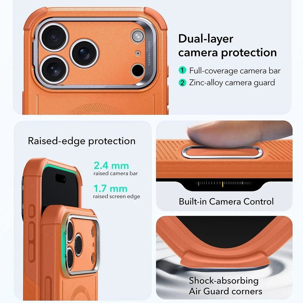 Husa de protectie ESR Cyber Armor Kickstand compatibil cu iPhone 17 Pro, Portocaliu