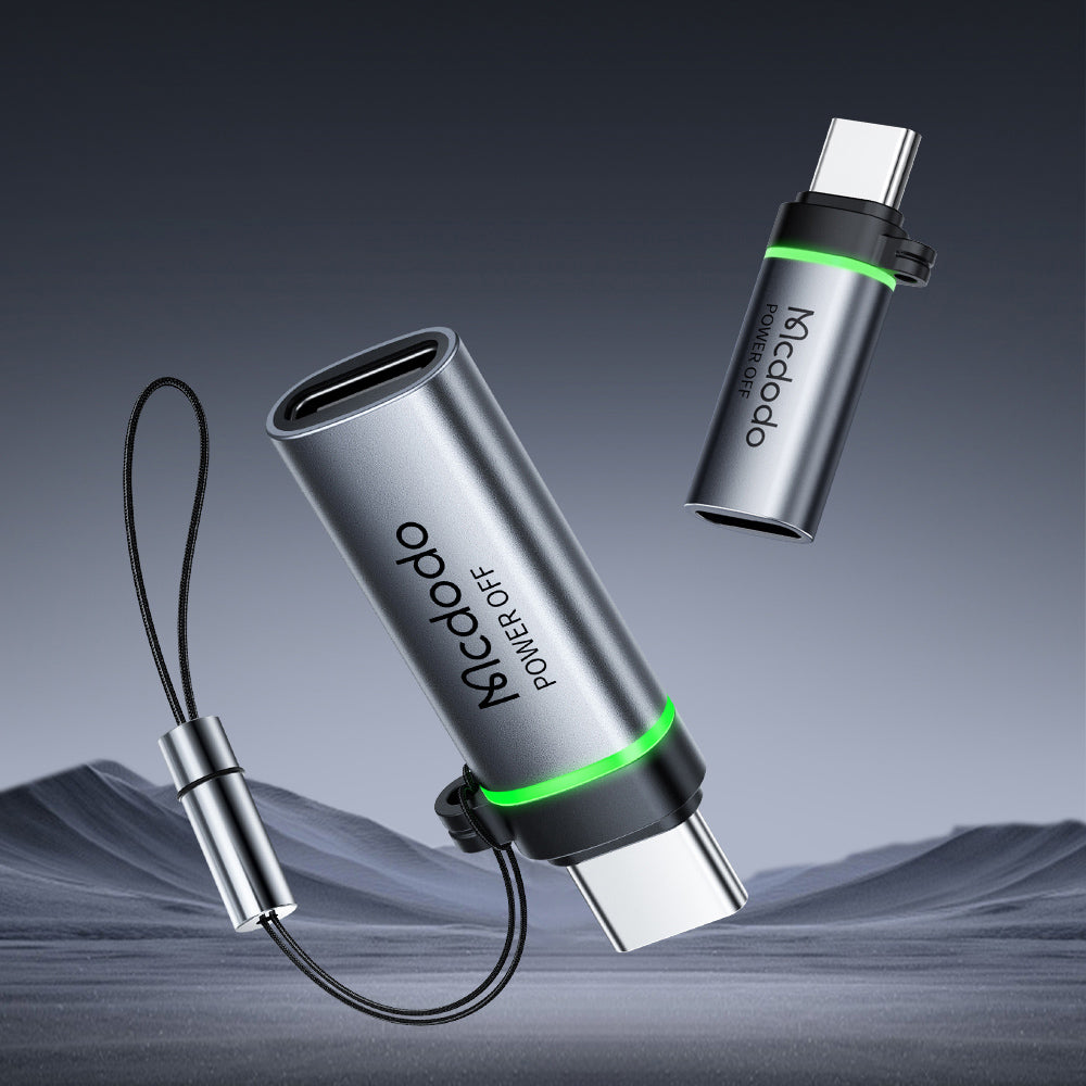 Adaptor Mcdodo Adapter Auto Power Off (OT-2450), Type-C to Type-C, PD100W, 5A, 480Mbps, Charging & Data Sync, with Lanyard, Negru