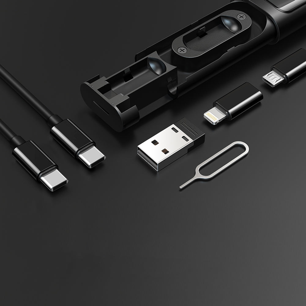 Adaptor Mcdodo Storage Box (WF-1720), USB-C Cable 0.3m, PD60W, USB-C to Micro-USB/iP/USB Adaptor, SIM Eject Pin, Card Slot, Negru