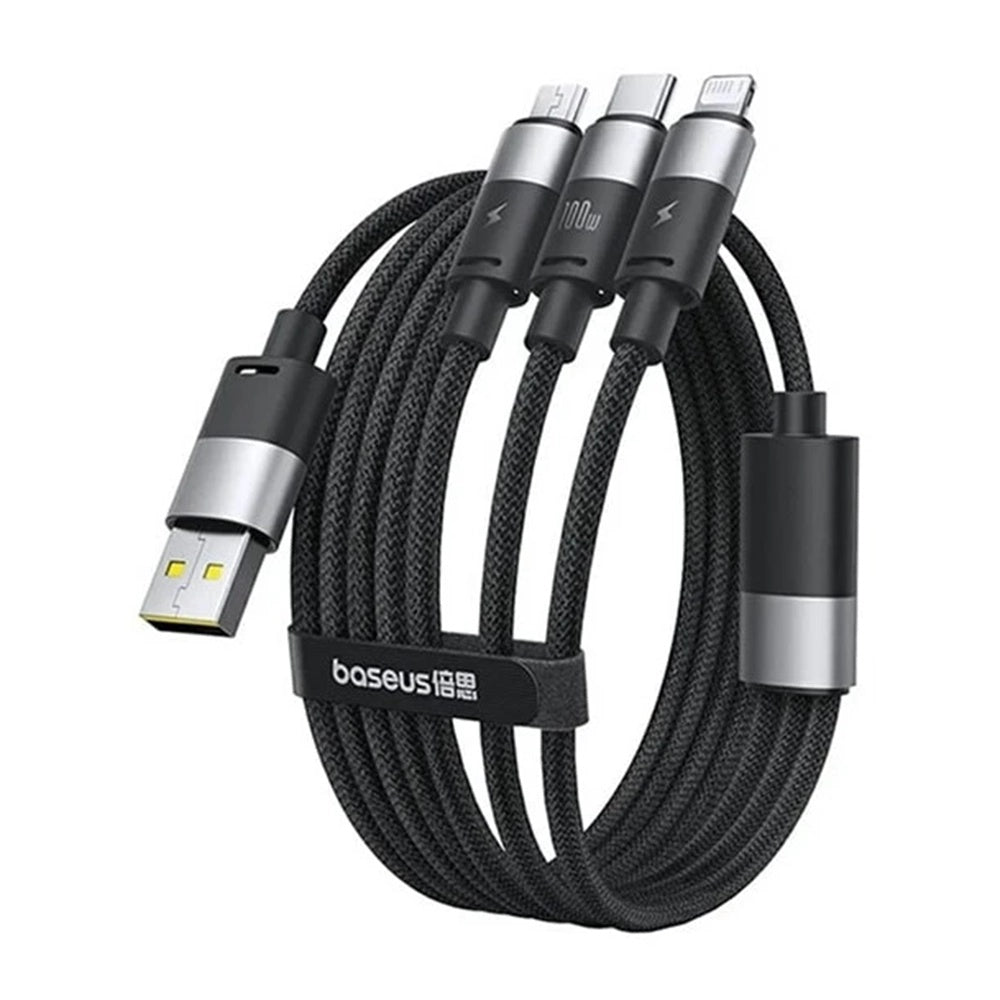 Cablu Baseus StarSpeed (CAXS000001), Fast Charging, USB to Lightning, Micro-USB, USB-C, 20W, 5V/3.5A, 1.2m, Negru