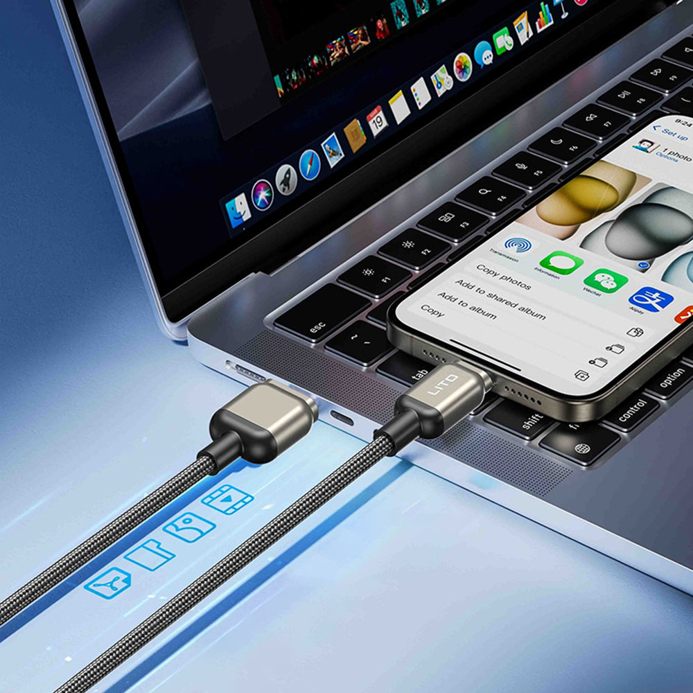 Cablu de Date cu Mufe USB si USB-C - Lito (LD17) - Black