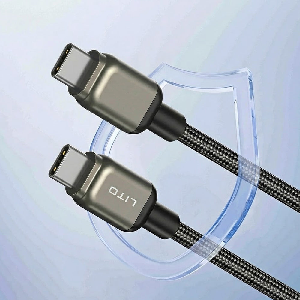 Cablu Lito (LD17), Type-C to Type-C, Fast Charging, Braided Nylon, Negru