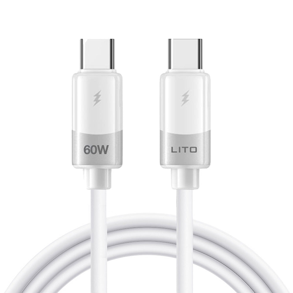 Cablu Lito Liquid Silicone (LD07), Type-C to Type-C, Fast Charging 60W, Anti-freeze, Anti-fire, Alb