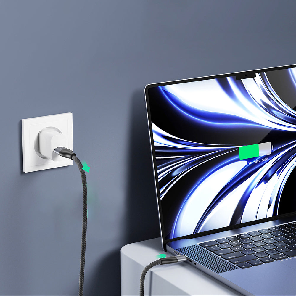 Cablu Lito (LD25CC), Type-C to Type-C, Fast Charging, Braided Nylon, 100W, 480Mbps, 2m, Gri