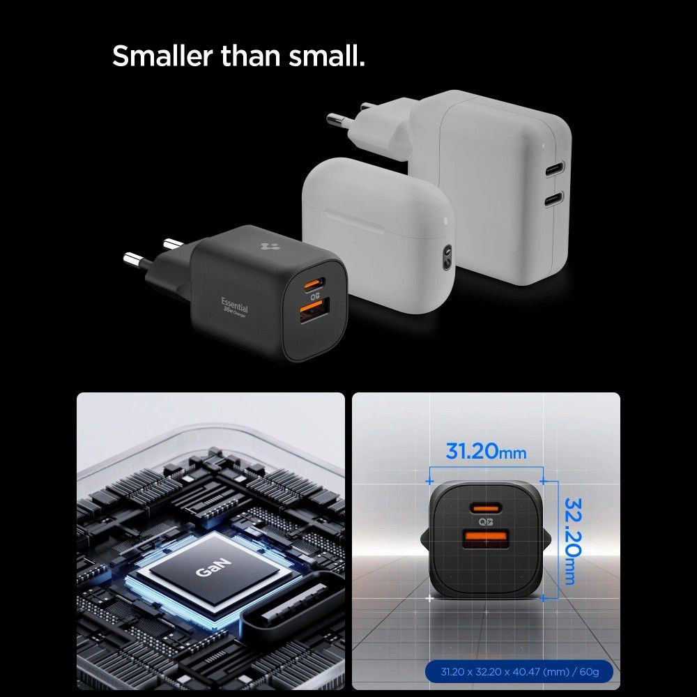Incarcator Spigen Essential EE352EU (ACH09463), USB, Type-C, Fast Charging, Quantum Boost, 35W, Negru