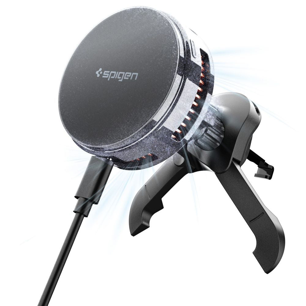 Suport Spigen with Wireless Charging Essential EV25MFAQ (ACP10511), MagSafe, Fast Charging, for Air Vent, 25W- Black