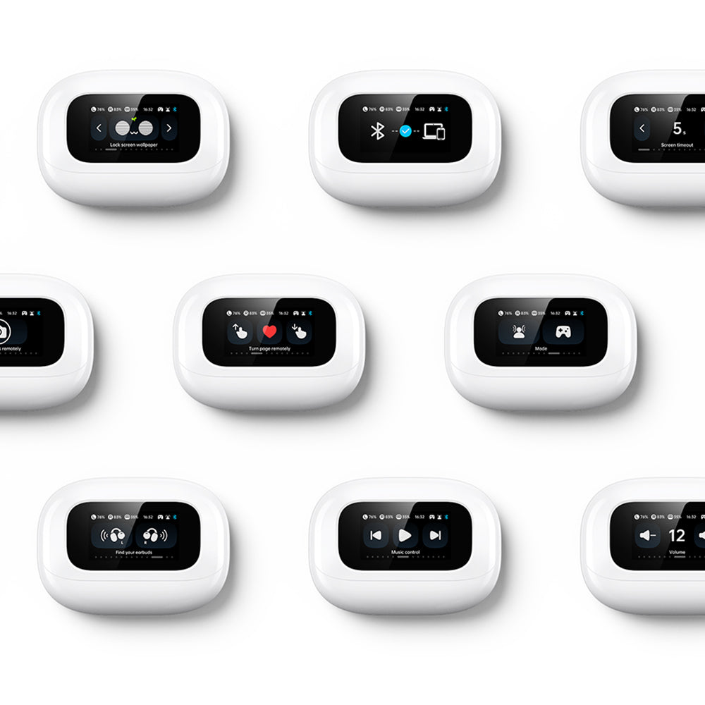 Casti Ugreen HiTune S6 ClipBuds Magic WS208 (55136), with Display, Bluetooth 5.4, Noise Reduction, Low Latency, Alb