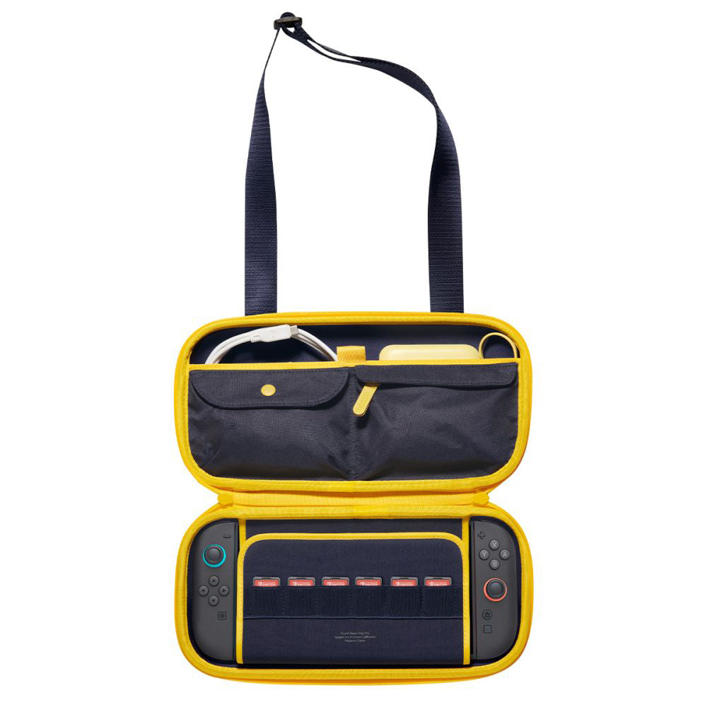 Accesoriu gaming Spigen Nano Pop Pro Pouch (AGP09565), Nintendo Switch 2, for Accessories, 5 Pockets, Detachable Shoulder Strap, Albastru Berry Navy