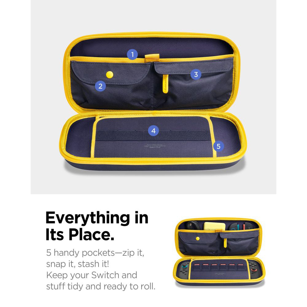Accesoriu gaming Spigen Nano Pop Pro Pouch (AGP09565), Nintendo Switch 2, for Accessories, 5 Pockets, Detachable Shoulder Strap, Albastru Berry Navy