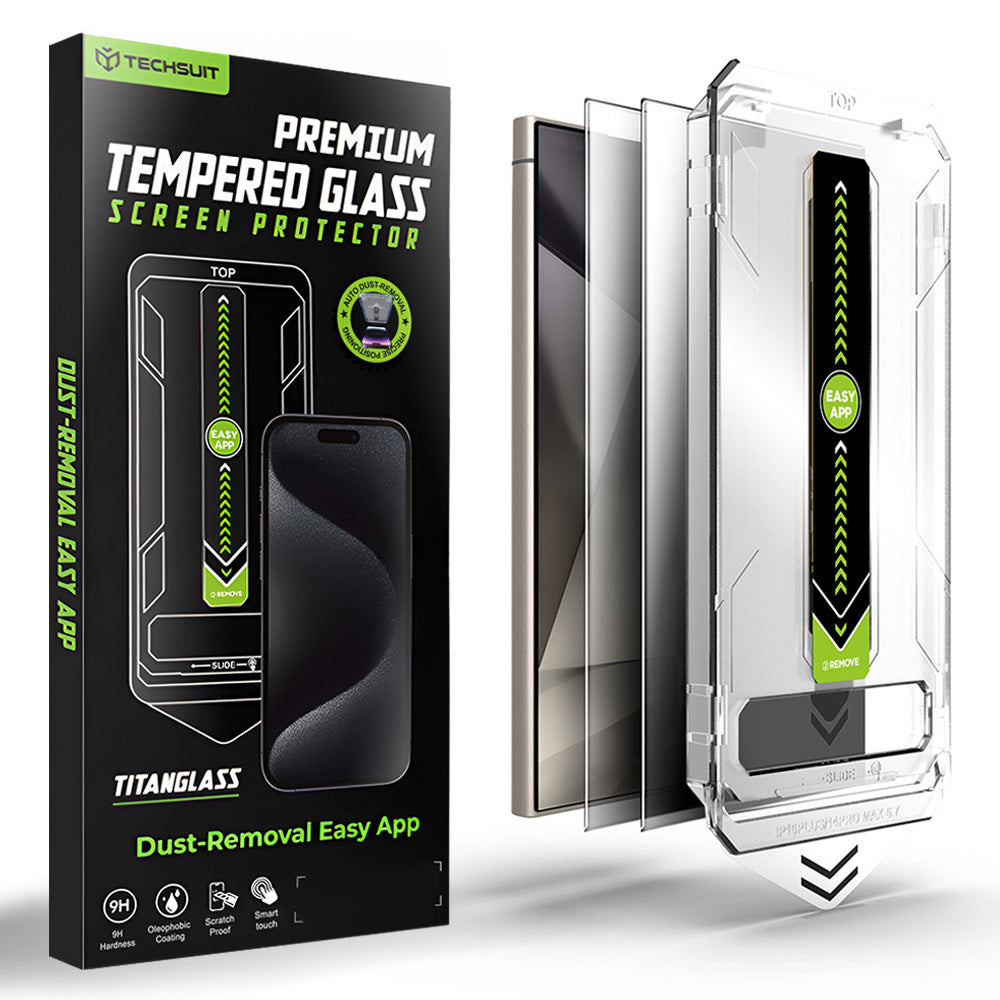 Folie de protectie Techsuit TitanGlass CrystalHD (set de 2) compatibil cu Samsung Galaxy S24 Ultra, Privacy