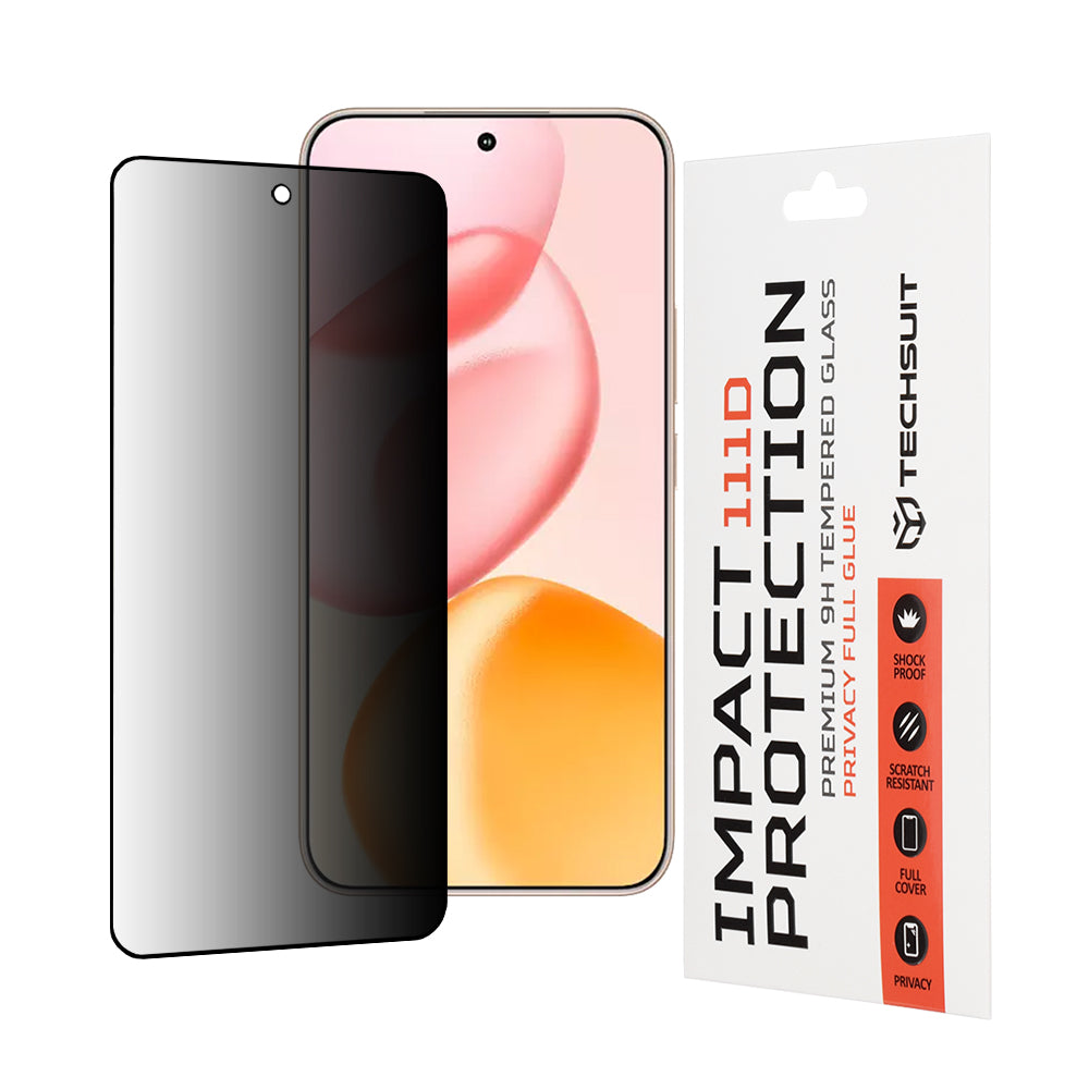 Folie de protectie Techsuit 111D Privacy Full Glue compatibil cu Honor 400, Negru