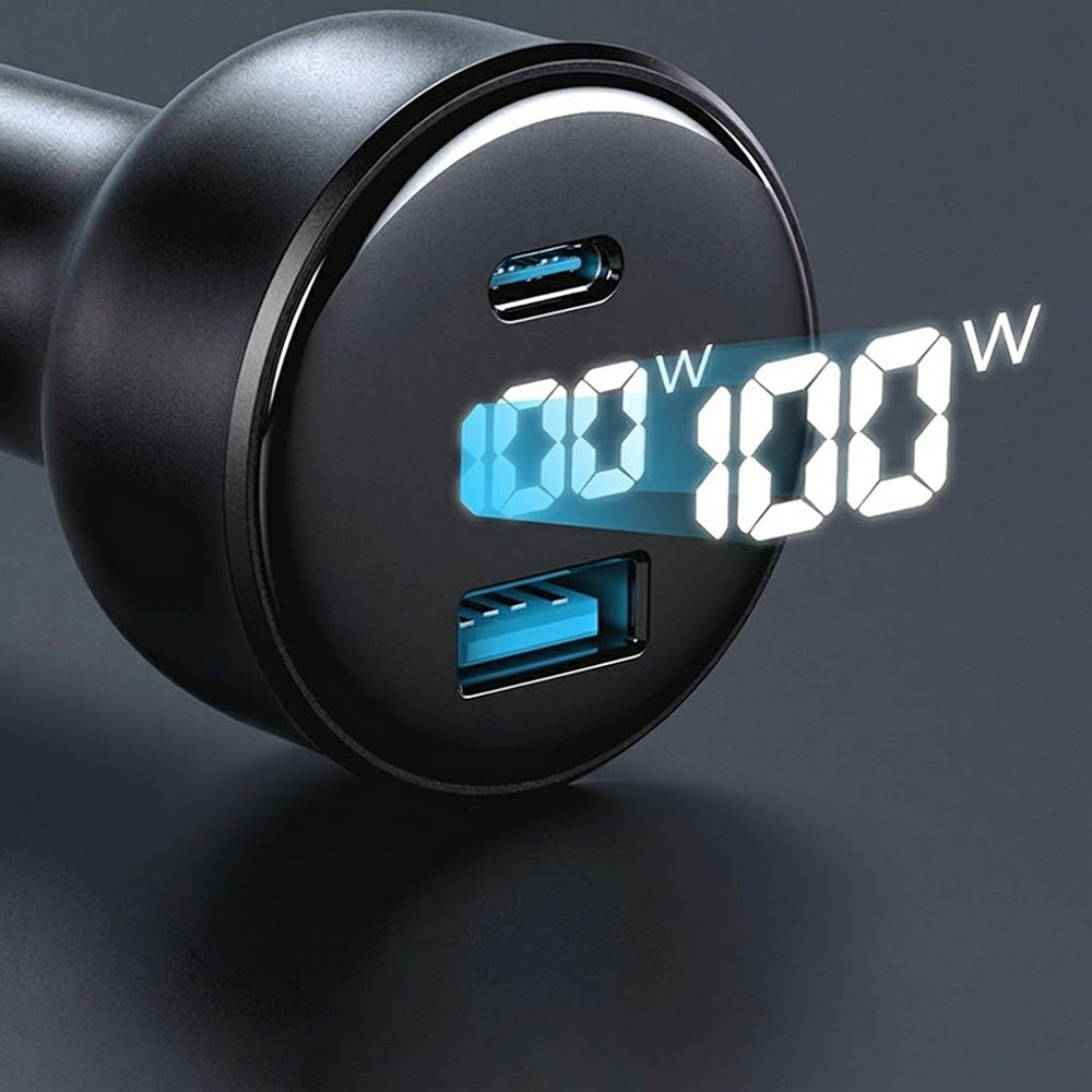 Incarcator Havit Car (CC100W), USB, Type-C, PD100W, PC, with Digital Display, Negru