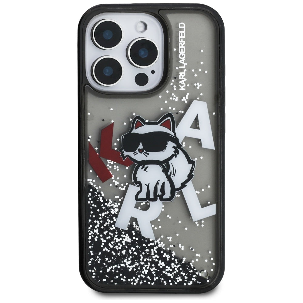 Karl Lagerfeld Liquid Glitter Choupette Logo MagSafe husă pentru iPhone 16 Pro Max