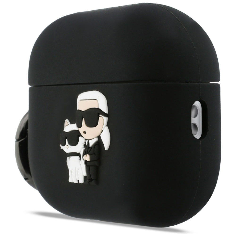 Casti Karl Lagerfeld Silicone Karl&Choupette Head 3D (KLAP3RUNKC), Apple AirPods Pro 3, Negru