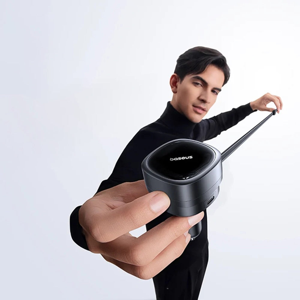 Incarcator Baseus Car PrimeTrip VR1 (C00069001121-00), with Retractable Cable, 2 x Type-C, USB, 60W, Negru