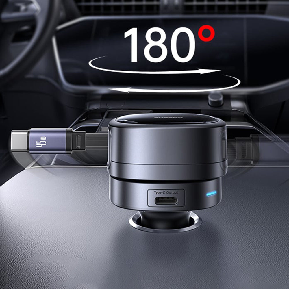Incarcator Baseus Car PrimeTrip VR1 (C00069001121-00), with Retractable Cable, 2 x Type-C, USB, 60W, Negru