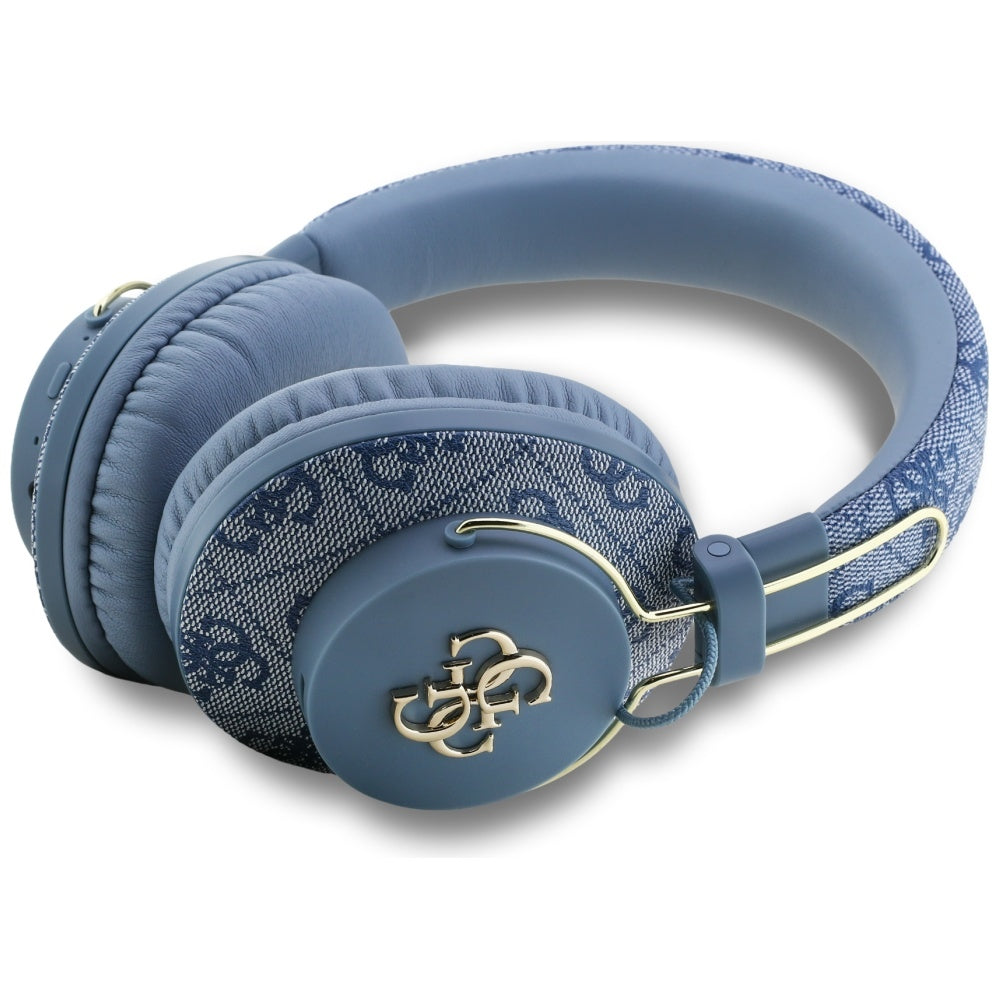 Casti Guess Wireless 4G Metal Logo (GUBHS72P4FC4MB), Bluetooth 5.3, ENC, USB-C, Eco-Leather, On-ear, 300mAh, Albastru