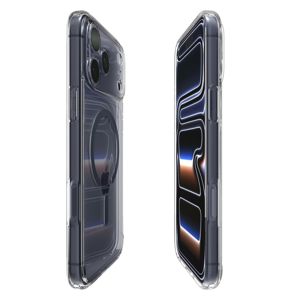 Husa de protectie Spigen Ultra Hybrid MagSafe (ACS11111) compatibil cu iPhone 17 Pro, Transparent / Deep Blue