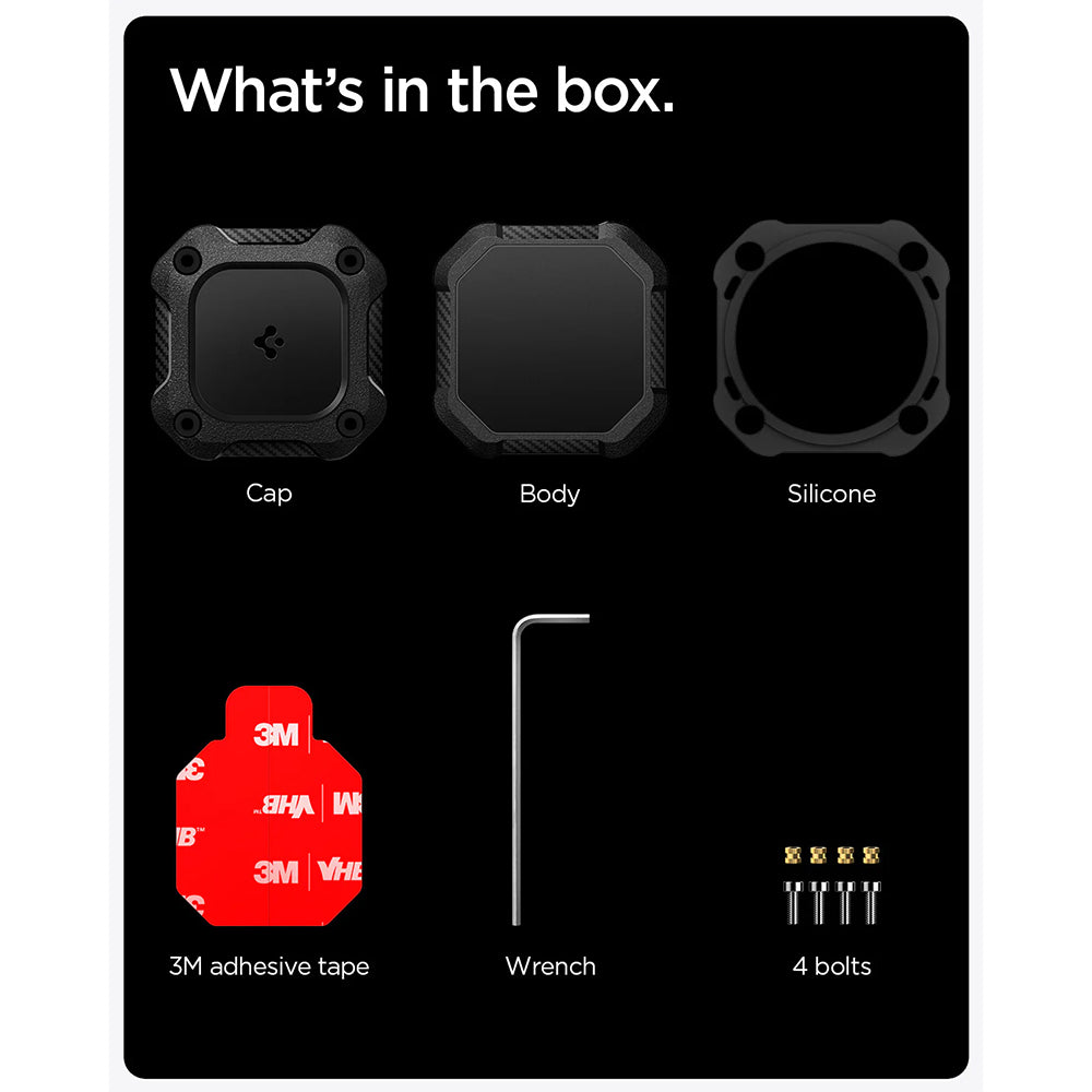 Casti Spigen Tough Armor Holder (ACS09781), Apple AirTag 1 / 2, Waterproof IPX8, 3M Adhesive, Negru