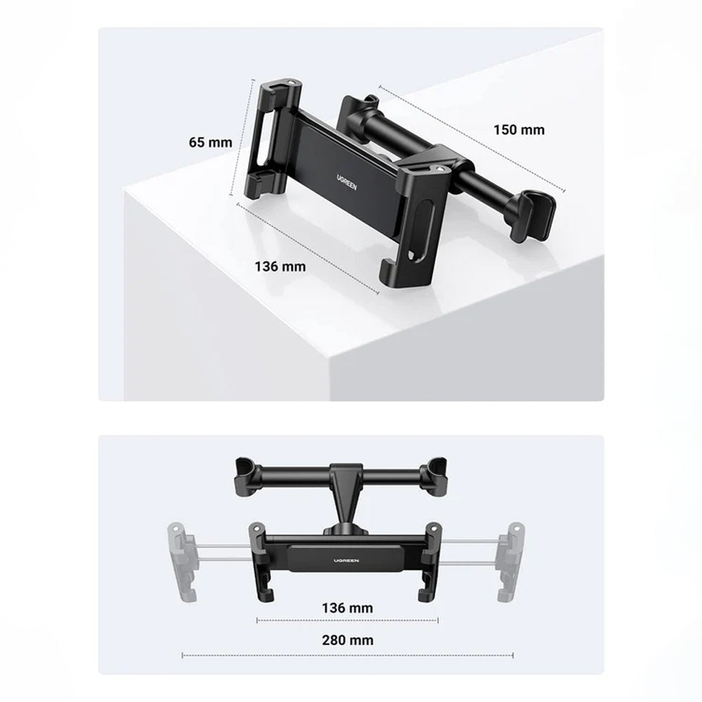 Suport Ugreen LP160 (60108), for Headrest, 360° Rotatable, Secure Grip, for Phone, Tablet 4.7" - , Negru
