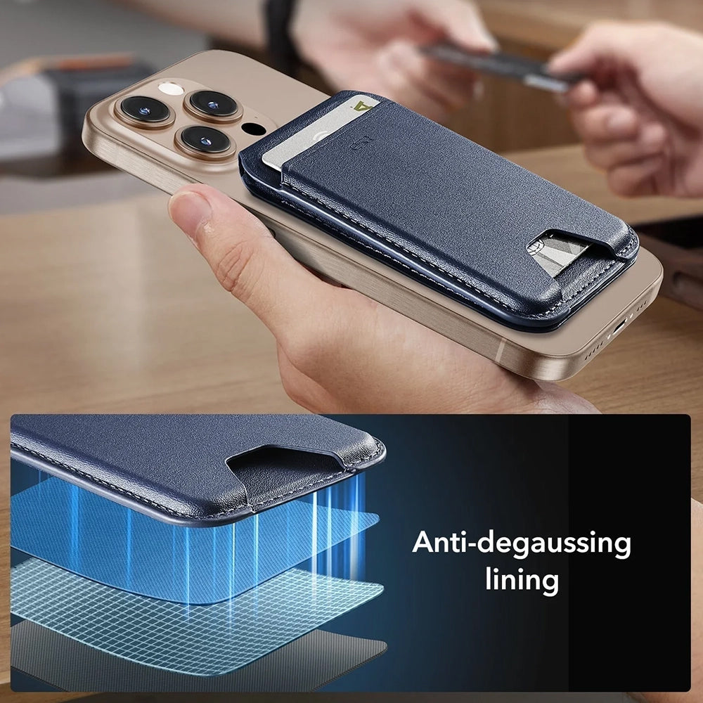 Suport ESR Classic Magnetic Wallet Stand (3C13210300165), with Magnetic Ring, Vegan Leather, Adjustable, 3x Card Slots, Negru