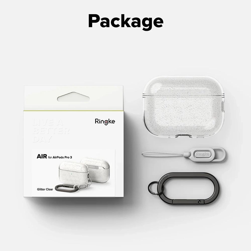Casti Ringke Protection Case Air Series, for AirPods Pro 3, Glitter Clear