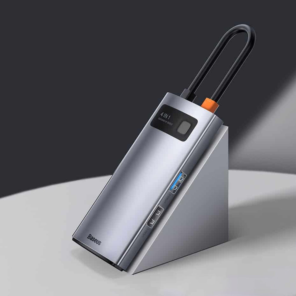 Hub/Dock Baseus Docking Station Metal Glam (CAHUB-CY0G), Type-C to 2x USB, Type-C, HDMI, 4K@30 Hz, PD100W, Gri
