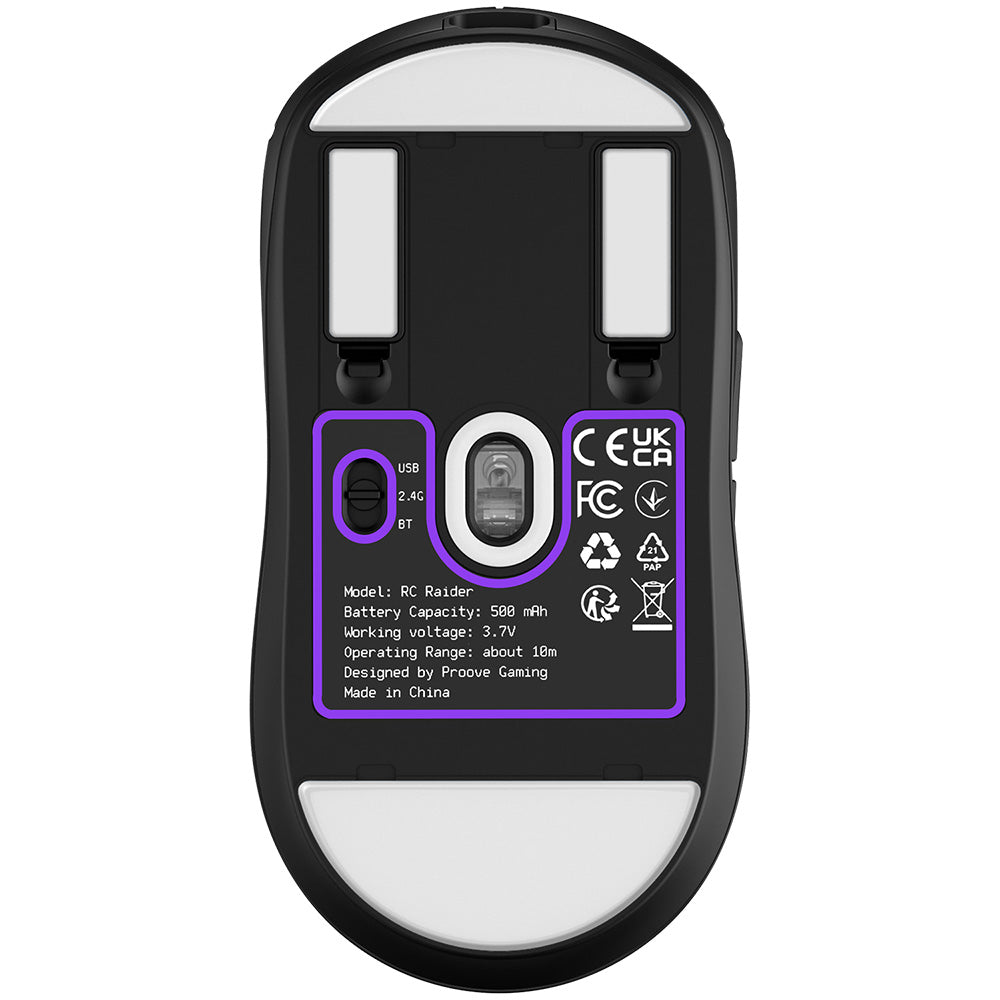 Tastatura/Mouse Proove Wireless Mouse RC Raider 8K (WMRR00122001), 2.4 GHz, Bluetooth, USB, 6 Buttons, 800-32000DPI, 500mAh, 1.5m, Negru