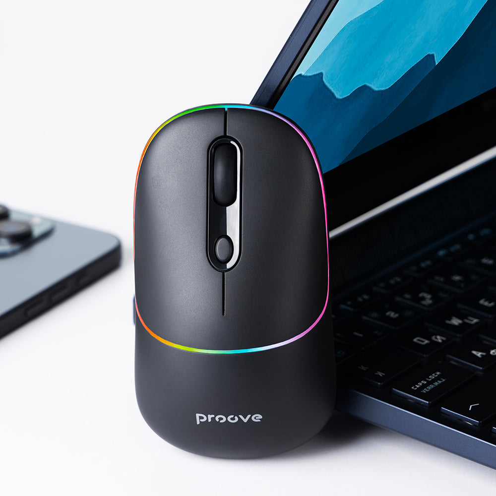 Tastatura/Mouse Proove Wireless Mouse Blink (WMBL00002001), for Office, Ergonomic, 2.4GHz, BT5.0, 4 Buttons, 800-1600DPI, 650mAh, Negru