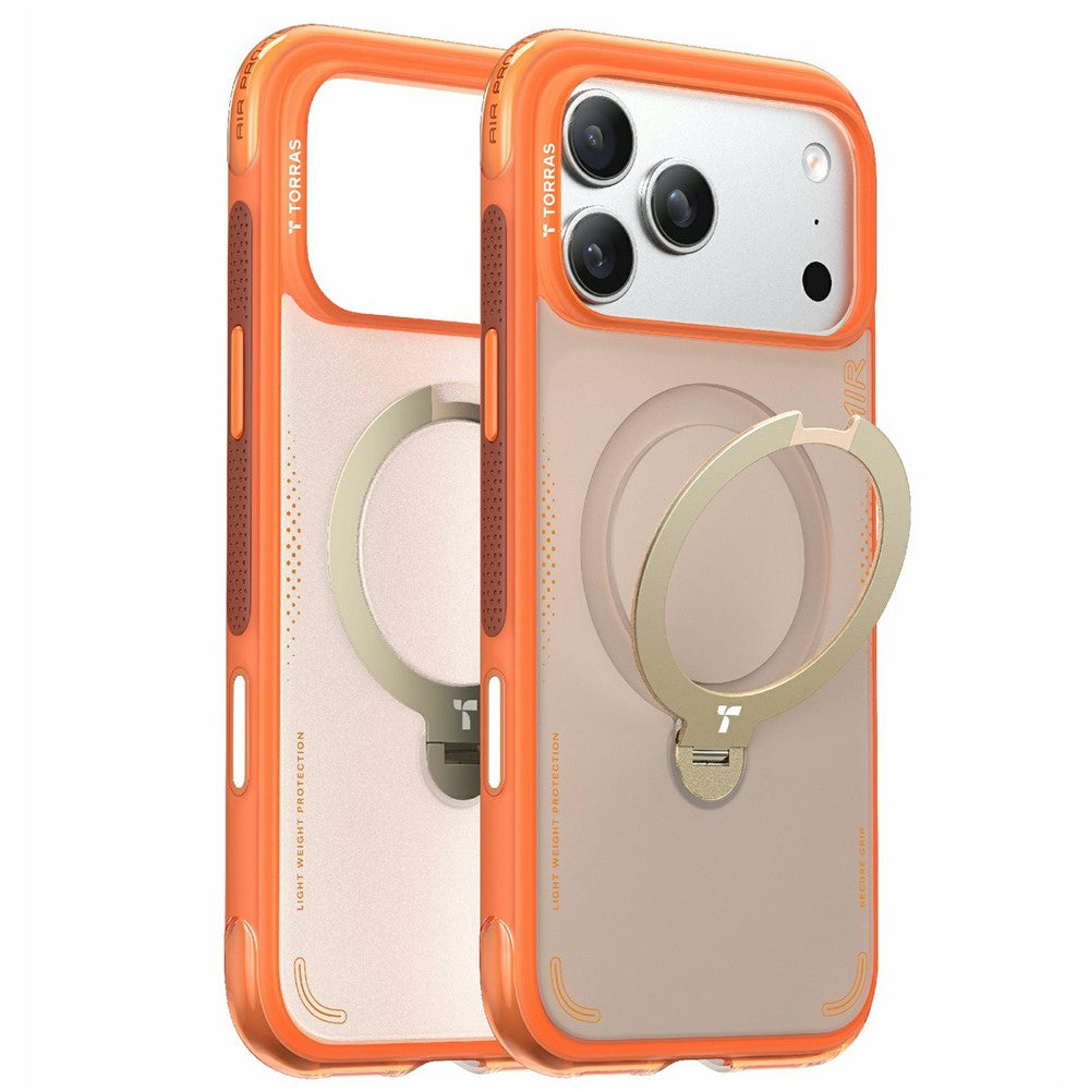 Husă Torras Ostand Spin Air Series pentru iPhone 17 Pro Max / iPhone 18 Pro Max, portocalie