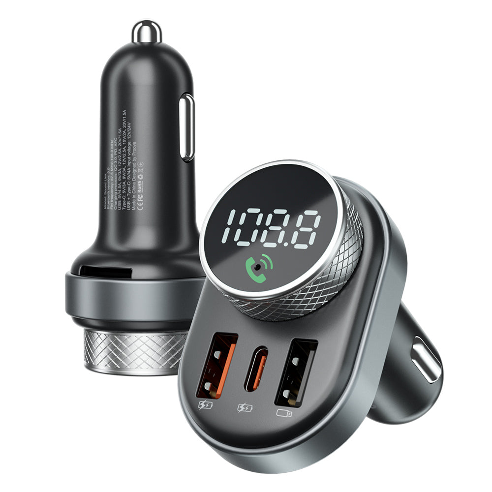 Incarcator Proove Car with FM Modulator (FMSL30110001), USB, Type-C, U-Disk, TF, Bluetooth 5.4, Fast Charge, 30W, Negru