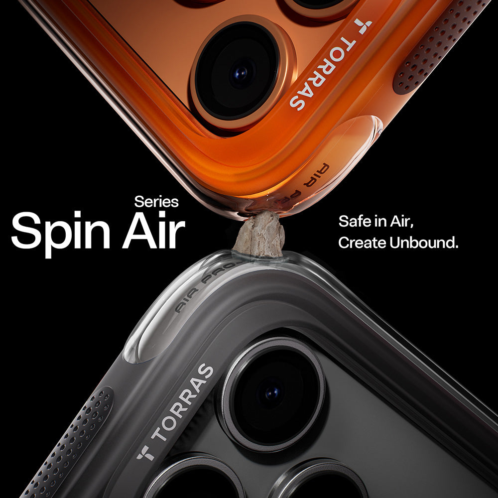 Husă Torras Ostand Spin Air Series pentru iPhone 17 Pro Max / iPhone 18 Pro Max, neagră