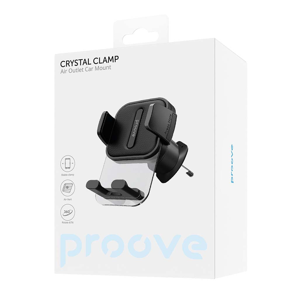 Suport Proove Crystal Clamp (CHCC00000001), Air Vent, Mechanical Clamp, Secure Fastening, for 4.7"-6.9" Phones, Negru