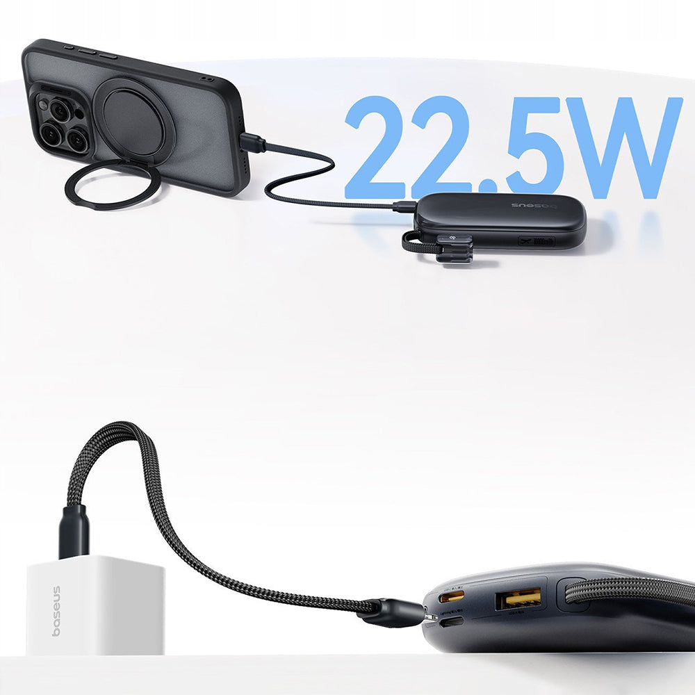 Baterie externa Baseus EnerFill FC21 Qpow 3 Ultra (E0027M01), Detachable Cable, 20000mAh, 22.5W, USB, USB-C, Titanium Natural