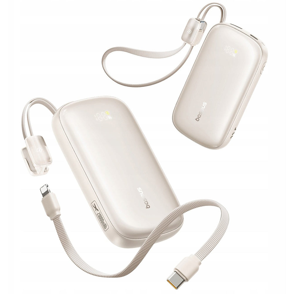 Baterie externa Baseus EnerFill FC21 Qpow 3 Ultra (E0027L01), Detachable Cable, 10000mAh, 22.5W, USB, USB-C, Natural Titanum