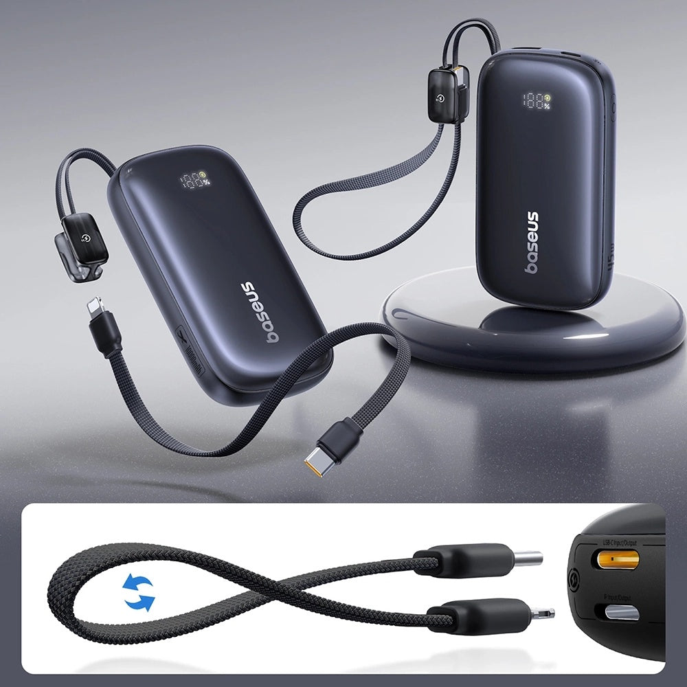 Baterie externa Baseus EnerFill FC21 Qpow 3 Ultra (E0027Q00), with Detachable Cable, 10000mAh, 45W, USB, USB-C, Negru Cosmic