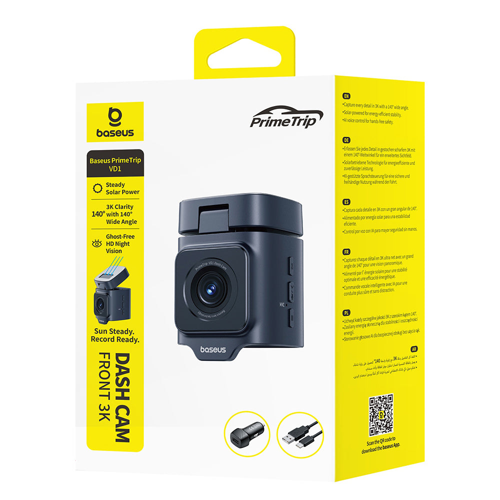 Gadget Baseus Dash Camera PrimeTrip (C10669000123-00), Driving Recorder, Built-In GPS, Night Vision, 3K, Negru Cosmic