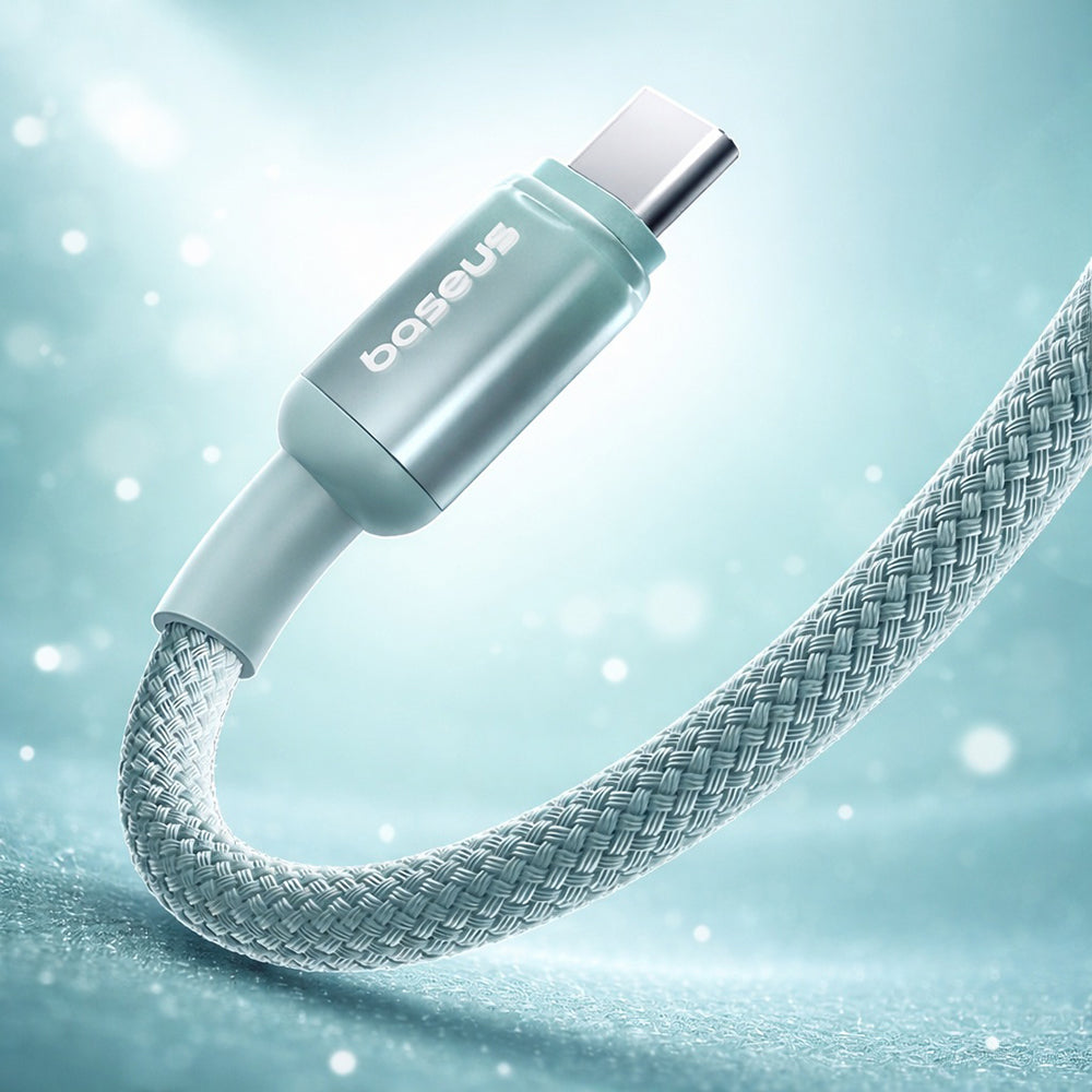 Cablu Baseus Discolor (E0420701), USB-C to USB-C, 100W, 480Mbps, 2m, Albastru /Green