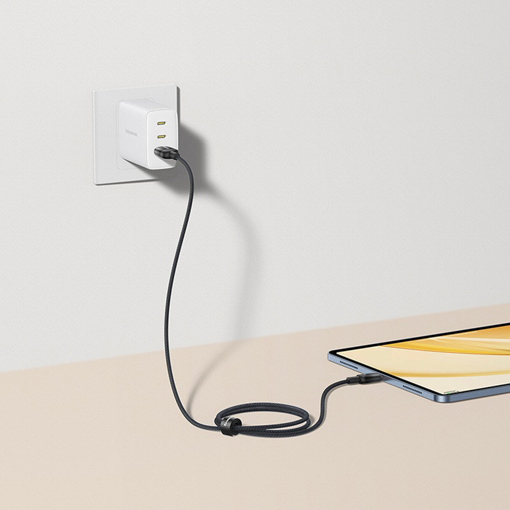 Cablu Baseus Discolor (E0420802), USB-A to USB-C, 100W, 480Mbps, 1m, Argintiu