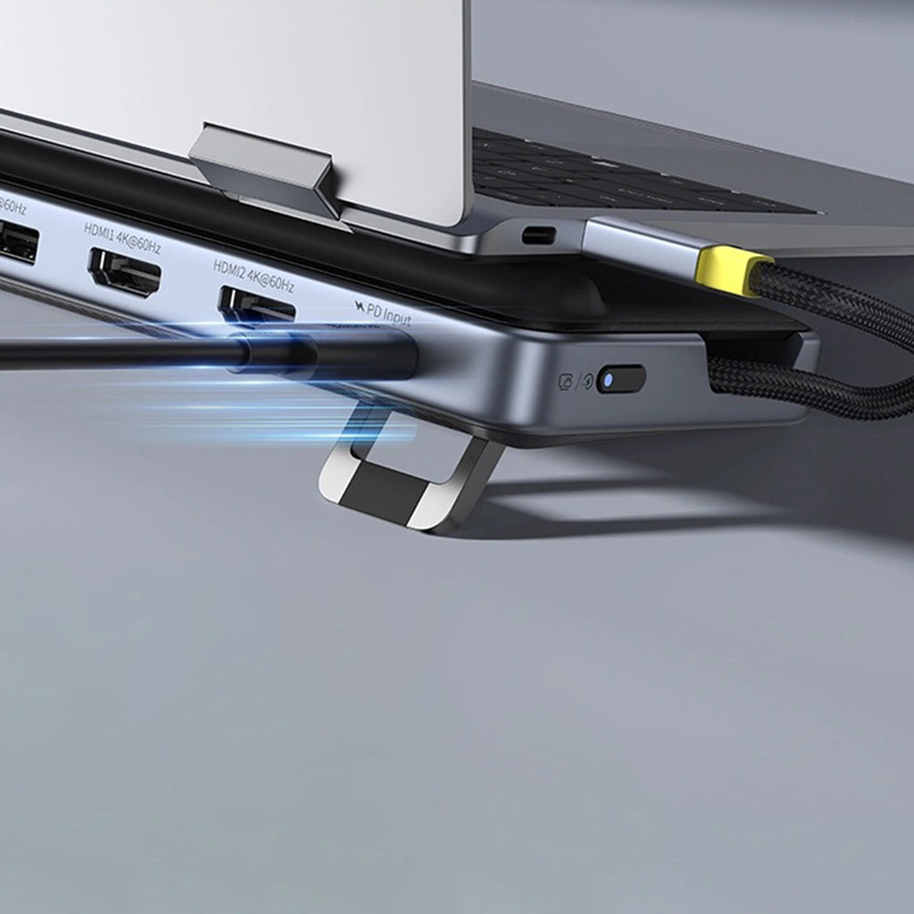 Hub/Dock Baseus Docking Station EliteJoy EH3 (B0114200), USB-C to 2x HDMI, DP, 3x Type-C, 3x USB, SD/TF, RJ45, 10Gbps, Gri Spatial