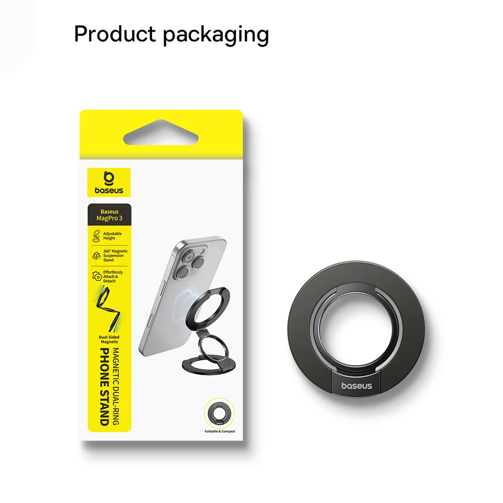 Suport Baseus MagPro 3 (Z0004800), Magnetic, Dual-Ring, Negru Cosmic