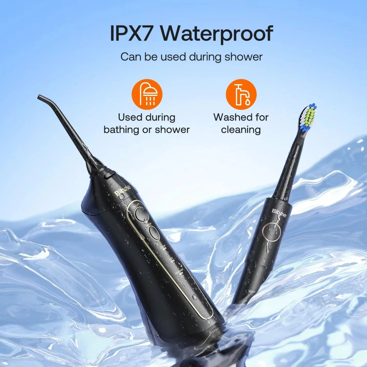 Bitvae Electric Toothbrush (E11) + Water Flosser (F5020E), Ultrasonic, 2x4 Heads, 5 Brush Modes, 3 Irrigate Modes, Negru