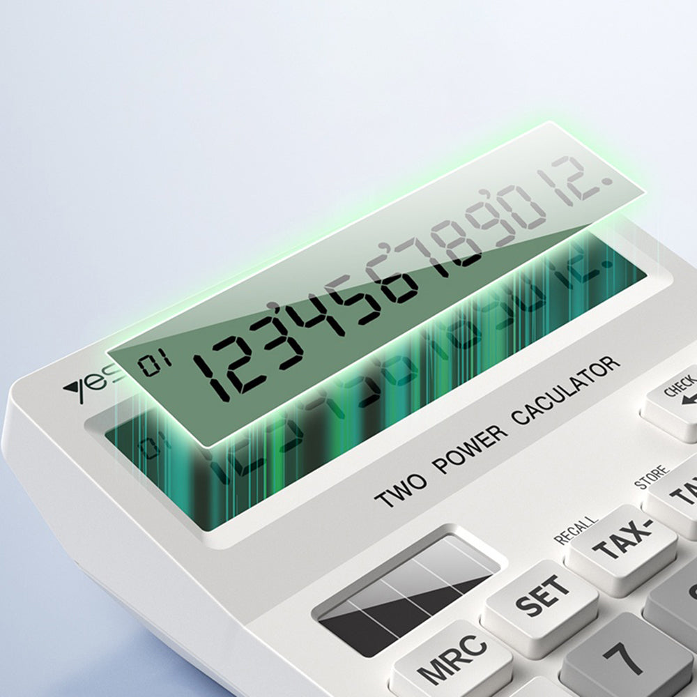 Gadget Yesido Desk Calculator (EC10), LCD Display, Ergonomic Design, Solar and Battery Power Source, MAx 12 Digits of Number, Alb