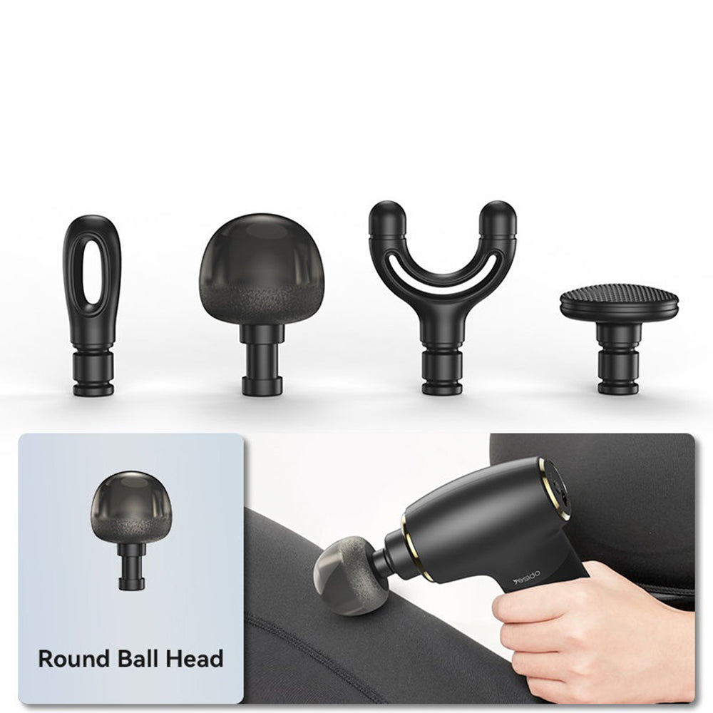 Yesido Mini Portable Massager Gun (MG02), Type-C, 4 Speed Level, 3200RPM, 1500mAh, 10W, Negru